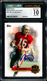 Joe Montana Autographed 2012 Topps QB Immortals Card #QI-JM San Francisco 49ers Card Grade 10 Auto Grade Gem Mint 10 CGC x JSA #6078171081