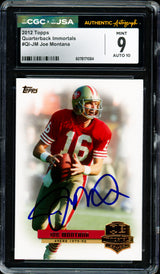 Joe Montana Autographed 2012 Topps QB Immortals Card #QI-JM San Francisco 49ers Card Grade 9 Auto Grade Gem Mint 10 CGC x JSA #6078171084