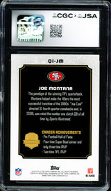 Joe Montana Autographed 2012 Topps QB Immortals Card #QI-JM San Francisco 49ers Card Grade 9 Auto Grade Gem Mint 10 CGC x JSA #6078171084