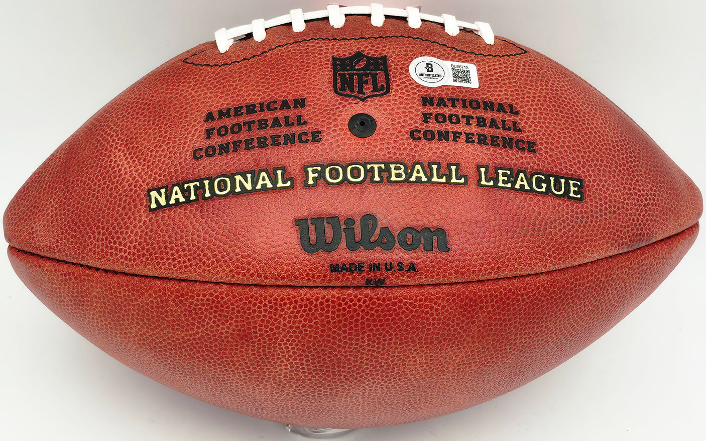 Peyton Manning Autographed Football Colts, Broncos Beckett BAS QR #BU86713