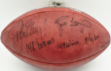 Brett Favre & John Elway Autographed Football "149 wins, 148 wins" Beckett BAS #AE49026