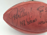Brett Favre & John Elway Autographed Football "149 wins, 148 wins" Beckett BAS #AE49026