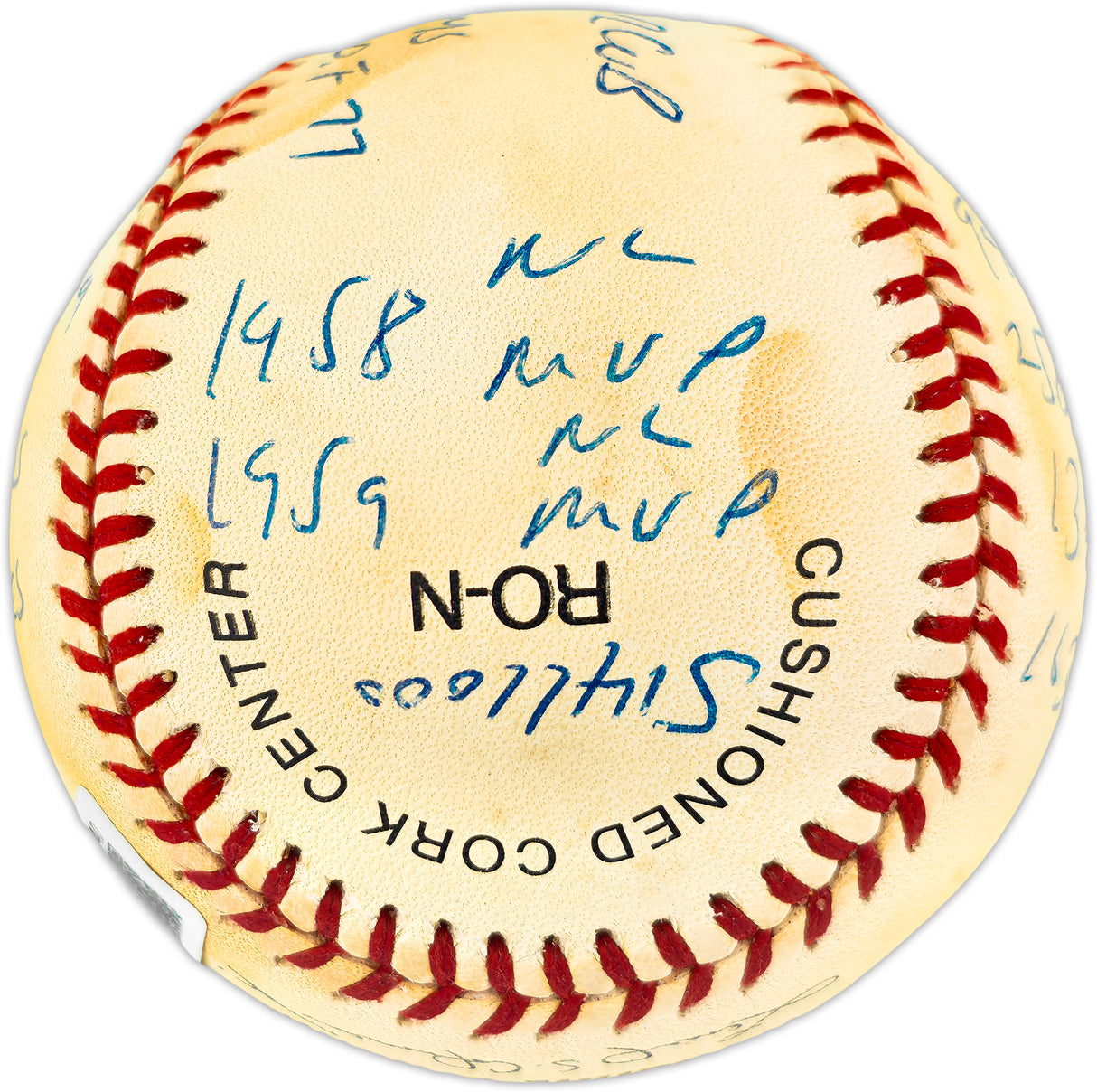 Ernie Banks Autographed Official NL Statball Baseball Chicago Cubs 14 Inscriptions #514/100 Beckett BAS QR #BU86740