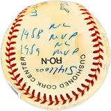 Ernie Banks Autographed Official NL Statball Baseball Chicago Cubs 14 Inscriptions #514/100 Beckett BAS QR #BU86740