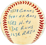 Ernie Banks Autographed Official NL Statball Baseball Chicago Cubs 14 Inscriptions #514/100 Beckett BAS QR #BU86740
