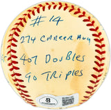 Ernie Banks Autographed Official NL Statball Baseball Chicago Cubs 14 Inscriptions #514/100 Beckett BAS QR #BU86740