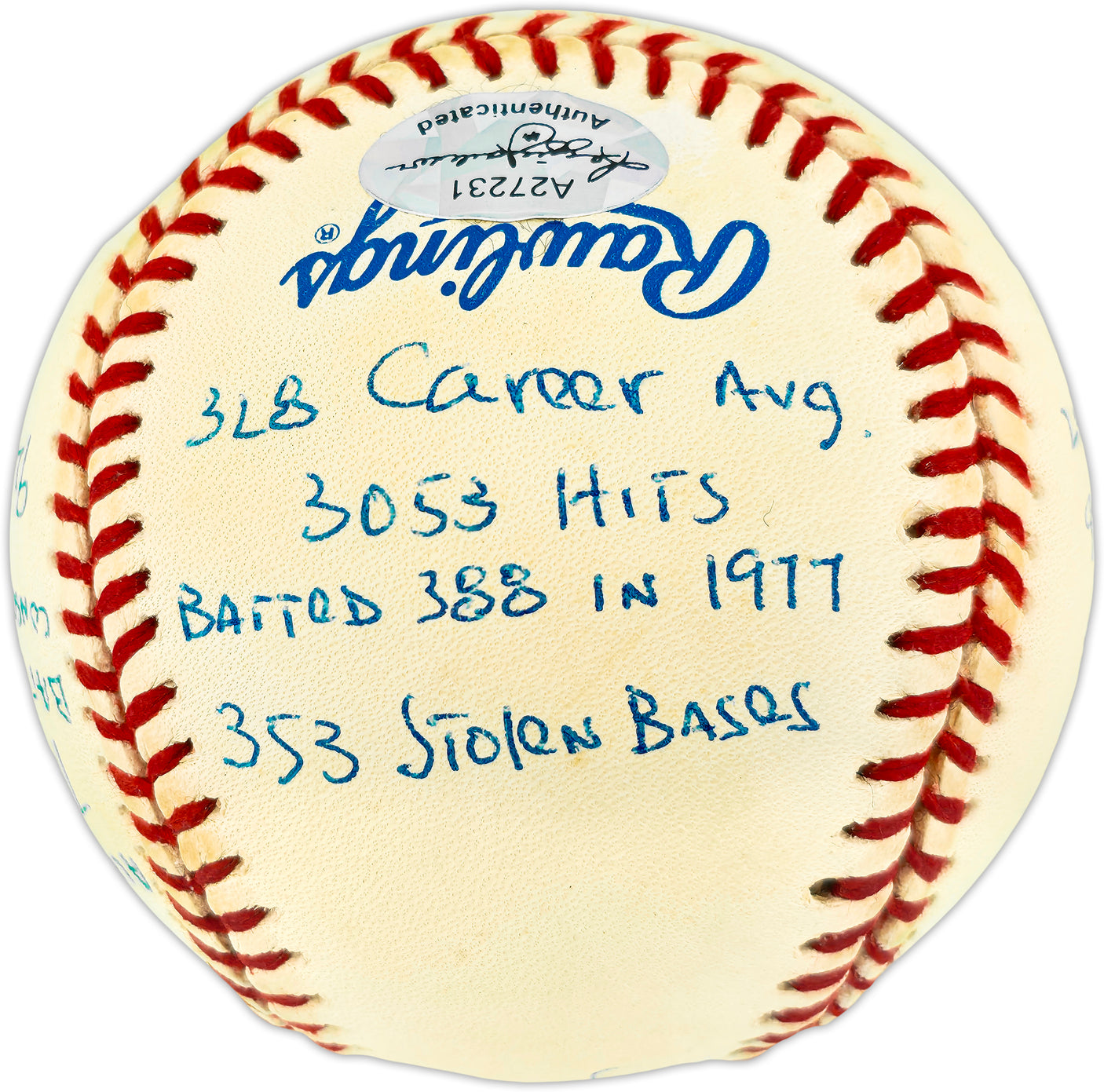 Rod Carew Autographed Official AL Statball Baseball Minnesota Twins, Los Angeles Angels 18 Inscriptions #560/1000 Beckett BAS QR #BU86741