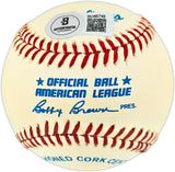Nolan Ryan Autographed Official AL Baseball Texas Rangers, Los Angeles Angels Beckett BAS QR #BU86748