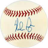Nolan Ryan Autographed Official AL Baseball Texas Rangers, Los Angeles Angels Beckett BAS QR #BU86749