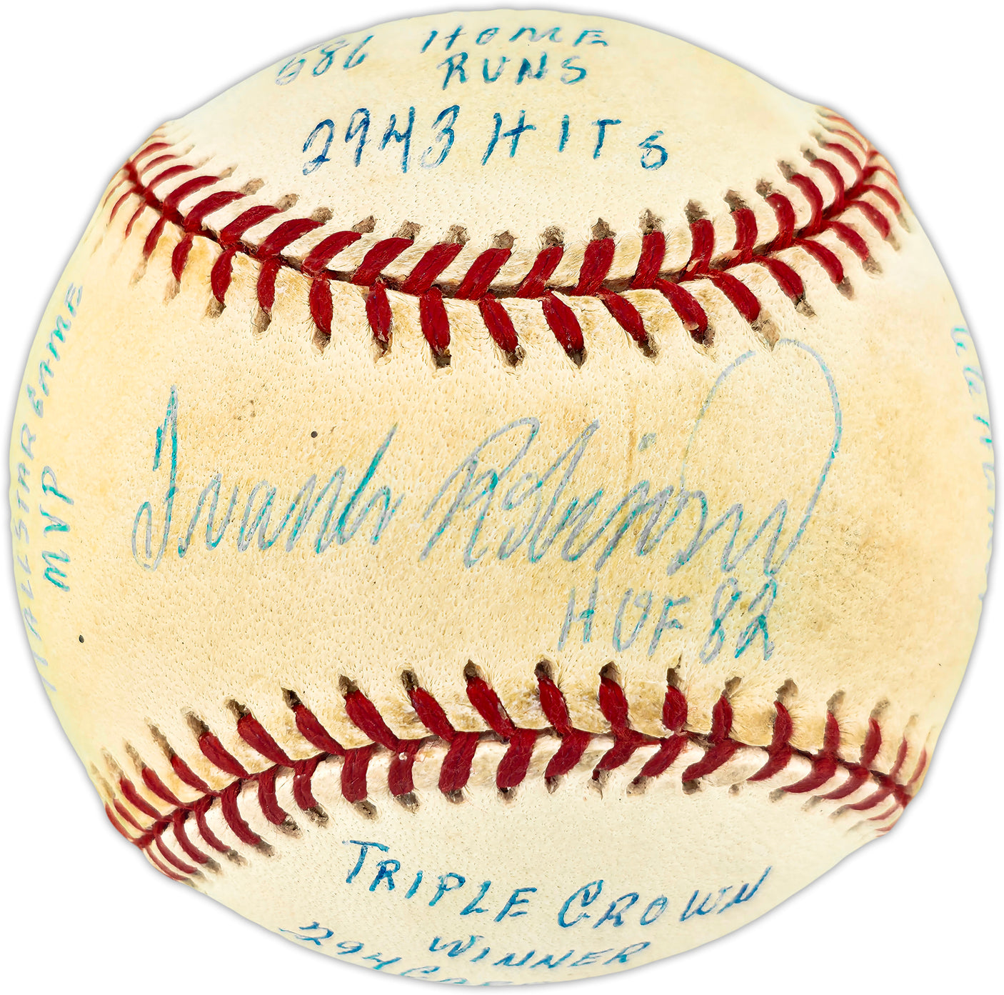 Frank Robinson Autographed Official AL Statball Baseball Baltimore Orioles 16 Inscriptions #99/1000 Beckett BAS QR #BU86755