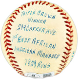 Frank Robinson Autographed Official AL Statball Baseball Baltimore Orioles 16 Inscriptions #99/1000 Beckett BAS QR #BU86755