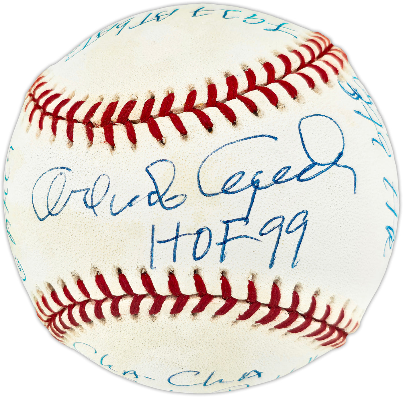 Orlando Cepeda Autographed Official NL Statball Baseball San Francisco Giants 16 Inscriptions #122/1000 Beckett BAS QR #BU86757