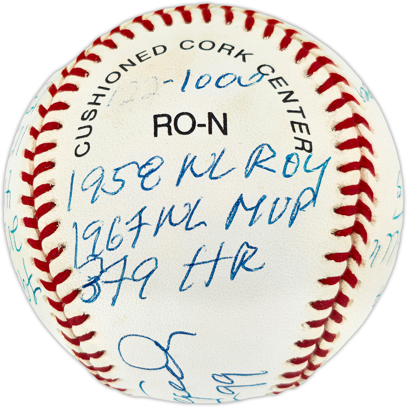 Orlando Cepeda Autographed Official NL Statball Baseball San Francisco Giants 16 Inscriptions #122/1000 Beckett BAS QR #BU86757