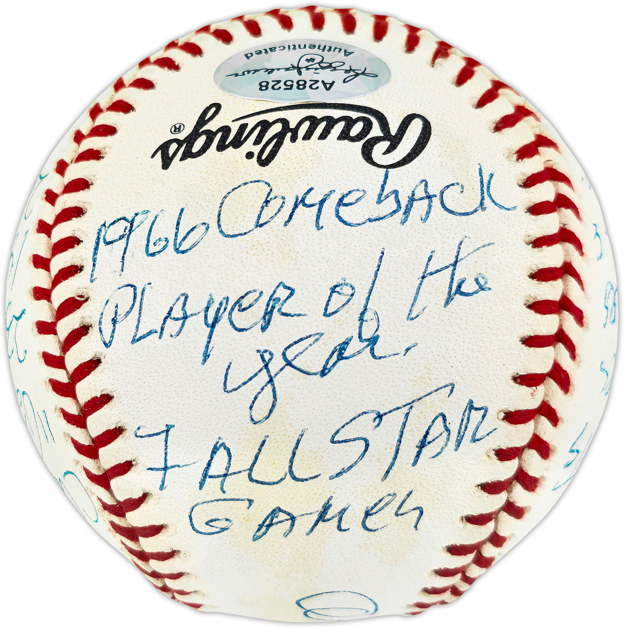 Orlando Cepeda Autographed Official NL Statball Baseball San Francisco Giants 16 Inscriptions #122/1000 Beckett BAS QR #BU86757