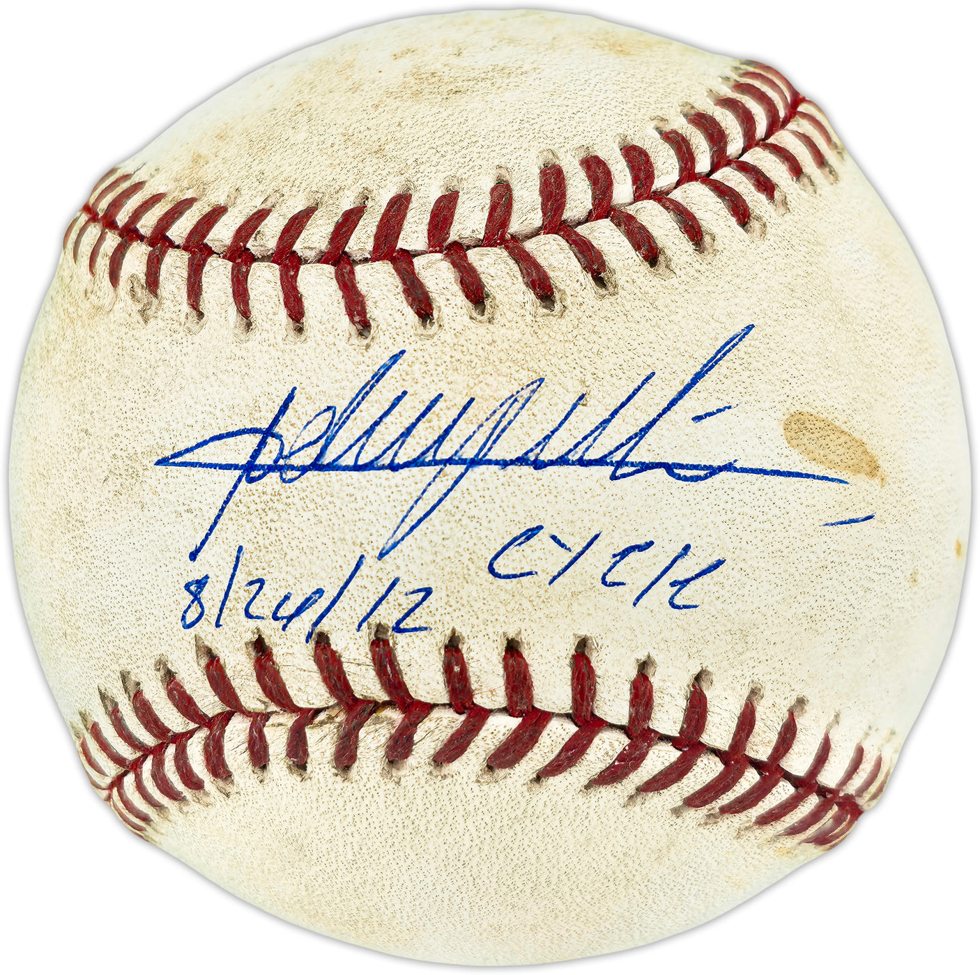 Adrian Beltre Autographed Official Game Used Cycle MLB Baseball Texas Rangers "8/24/12 Cycle" Beckett BAS QR #BU86774
