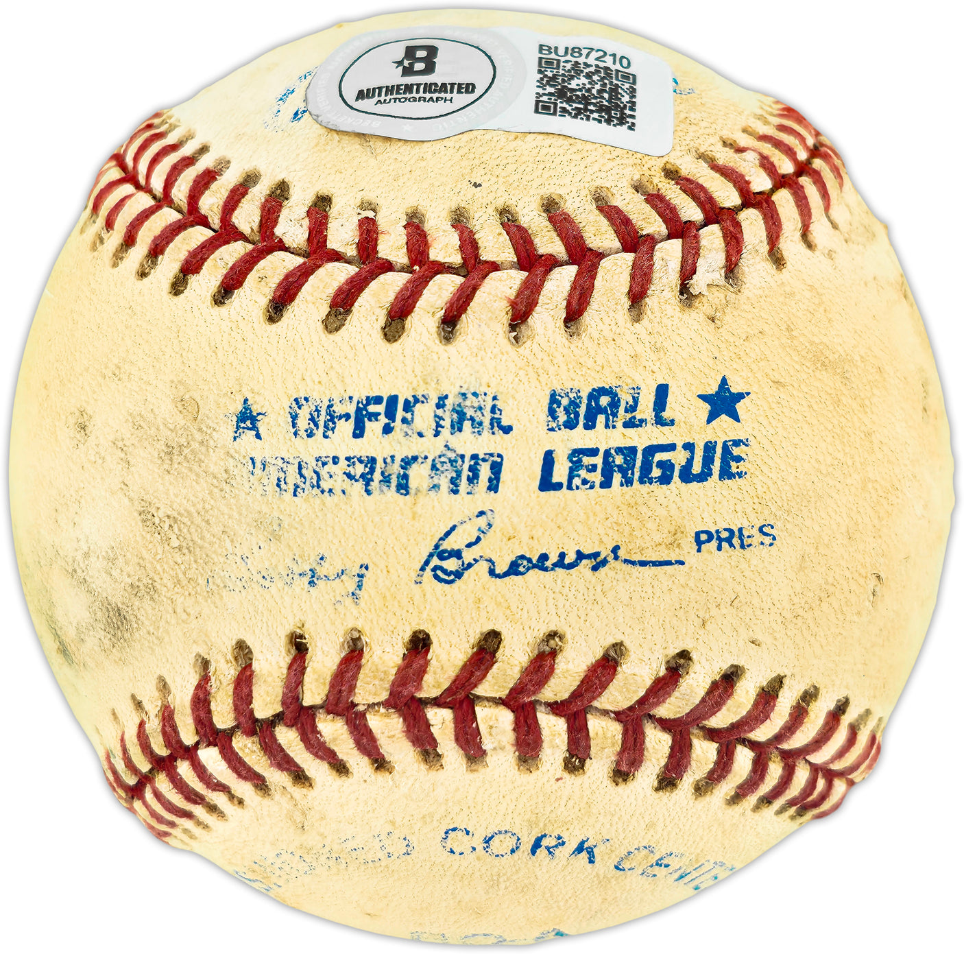 Nolan Ryan Autographed Official AL Baseball Texas Rangers, Los Angeles Angels Beckett BAS QR #BU87210