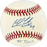 Chad Curtis Autographed Official AL Baseball Detroit Tigers "95 Tigers" Beckett BAS QR #BU87217