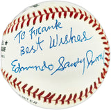 Sandy Amoros Autographed Official NL Baseball Brooklyn Dodgers "To Frank" Full Name Beckett BAS QR #BU86793