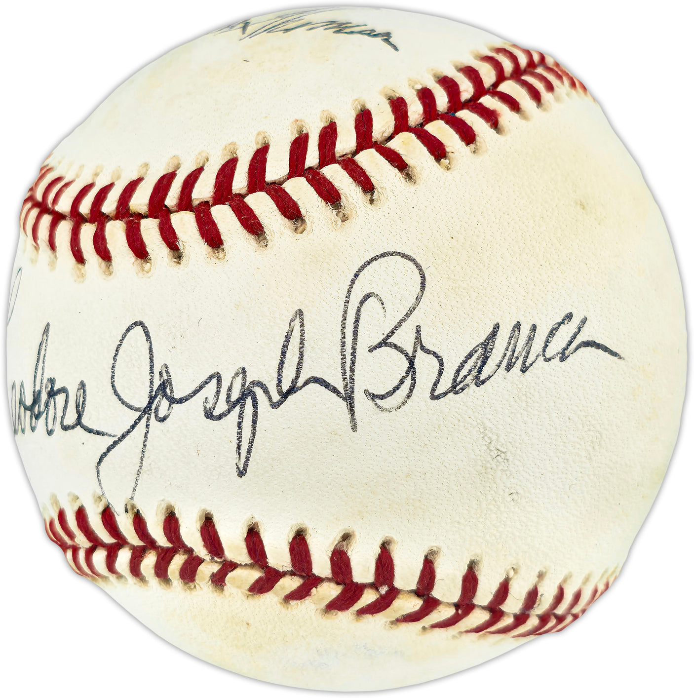 Bobby Thomson & Ralph Branca Autographed Official AL Baseball Full Names Beckett BAS QR #BU86794