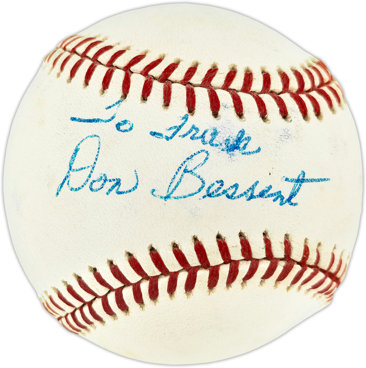 Don Bessent Autographed Official NL Baseball Brooklyn Dodgers "To Frank" (Smudged) Beckett BAS QR #BU86796