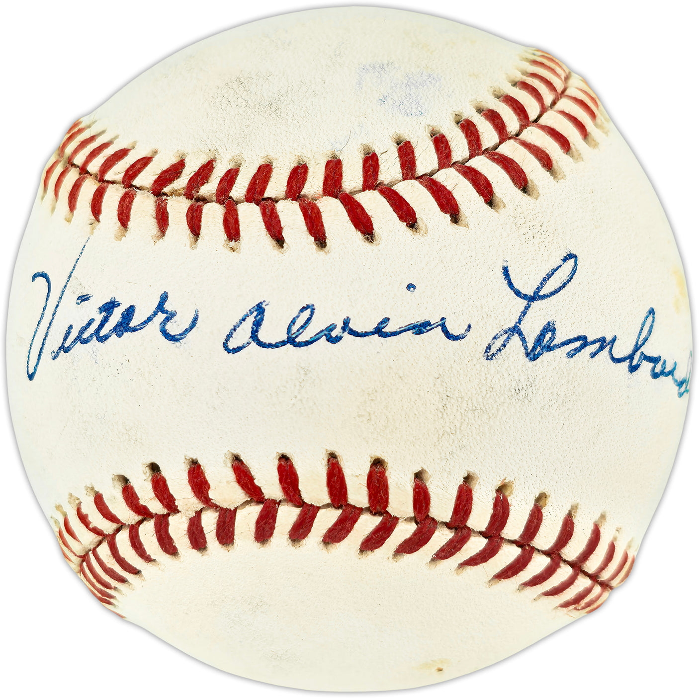 Vic Lombardi Autographed Official NL Baseball Brooklyn Dodgers Full Name (Smudged) Beckett BAS QR #BU86805
