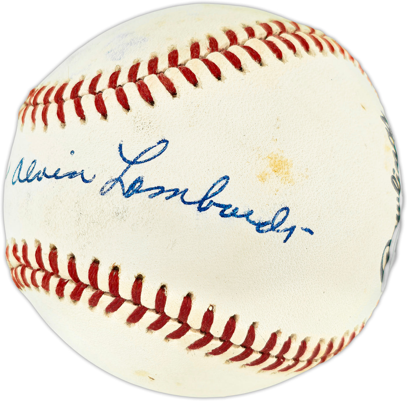 Vic Lombardi Autographed Official NL Baseball Brooklyn Dodgers Full Name (Smudged) Beckett BAS QR #BU86805