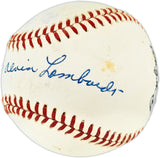 Vic Lombardi Autographed Official NL Baseball Brooklyn Dodgers Full Name (Smudged) Beckett BAS QR #BU86805