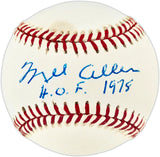 Mel Allen Autographed Official AL Baseball New York Yankees "HOF 1978" Beckett BAS QR #BU87235