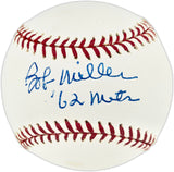 Bob Miller Autographed Official MLB Baseball New York Mets "62 Mets" Beckett BAS QR #BU86812