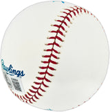 Al Spangler Autographed Official MLB Baseball Atlanta Braves, Chicago Cubs Beckett BAS QR #BU86854