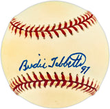 Birdie Tebbetts Autographed Official AL Baseball Boston Red Sox, Detroit Tigers Beckett BAS QR #BU86869