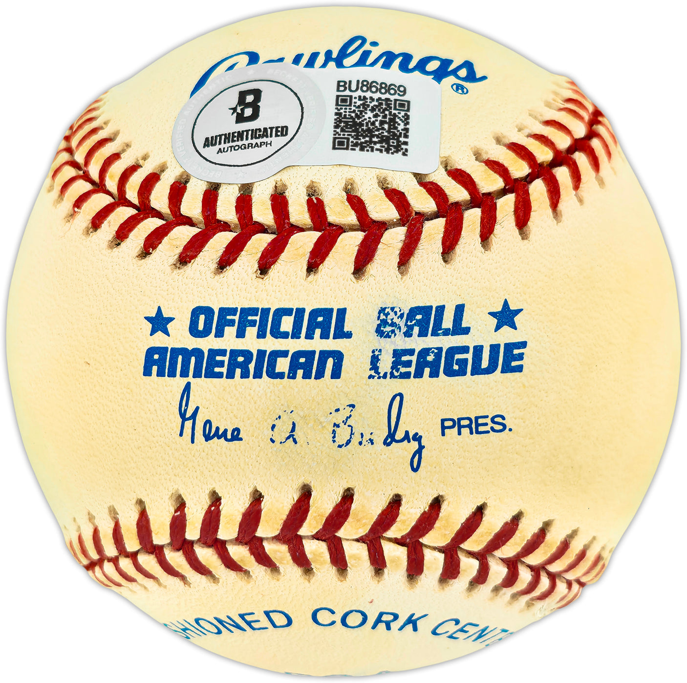 Birdie Tebbetts Autographed Official AL Baseball Boston Red Sox, Detroit Tigers Beckett BAS QR #BU86869