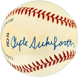 Clyde Sukeforth Autographed Official NL Baseball Brooklyn Dodgers Beckett BAS QR #BU86885