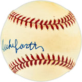 Clyde Sukeforth Autographed Official NL Baseball Brooklyn Dodgers Beckett BAS QR #BU86885
