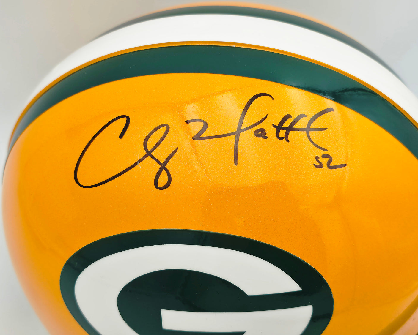 Clay Matthews Autographed Green Bay Packers Full Size Yellow Authentic Helmet Beckett BAS QR #BU86390
