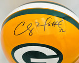 Clay Matthews Autographed Green Bay Packers Full Size Yellow Authentic Helmet Beckett BAS QR #BU86390