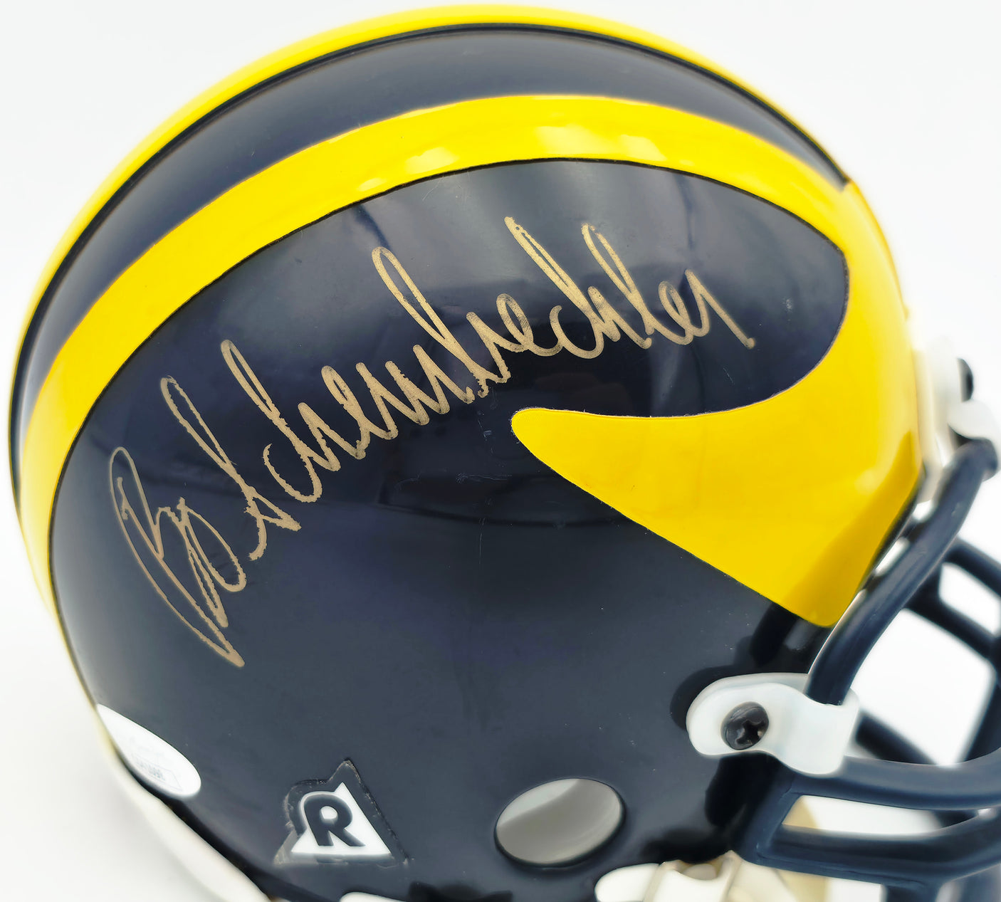 Bo Schembechler Autographed Michigan Wolverines Blue Mini Helmet JSA #CD41098