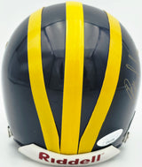Bo Schembechler Autographed Michigan Wolverines Blue Mini Helmet JSA #CD41098