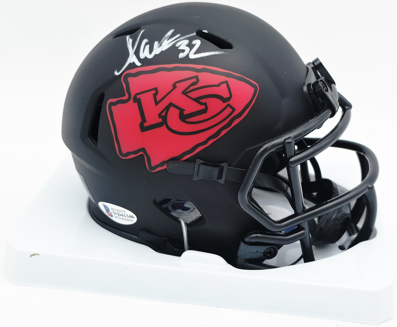 Marcus Allen Autographed Kansas City Chiefs Eclipse Black Speed Mini Helmet Beckett BAS Witness #WD41346