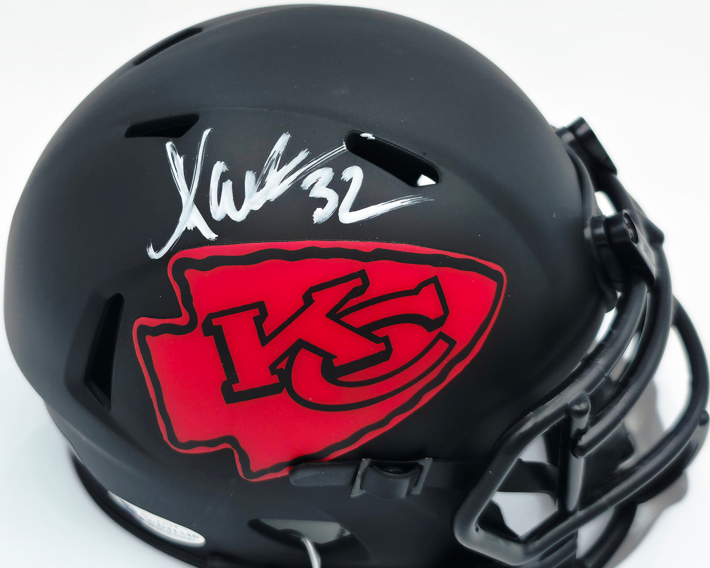 Marcus Allen Autographed Kansas City Chiefs Eclipse Black Speed Mini Helmet Beckett BAS Witness #WD41346