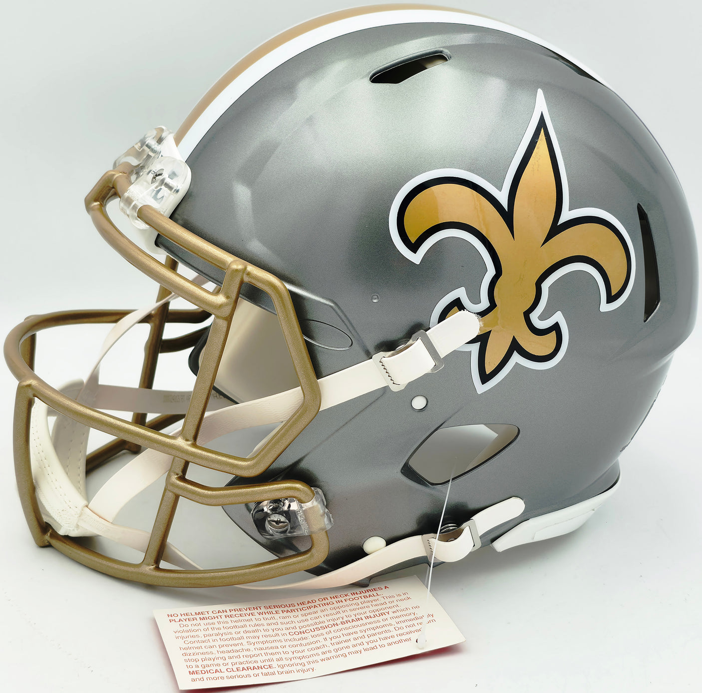 Drew Brees Autographed New Orleans Saints Full Size Flash Gray Authentic Speed Helmet "SB XLIV MVP" Beckett BAS Witness #WL26744