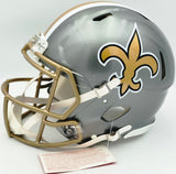Drew Brees Autographed New Orleans Saints Full Size Flash Gray Authentic Speed Helmet "SB XLIV MVP" Beckett BAS Witness #WL26744