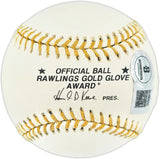 Carlton Fisk Autographed Official Rawlings Gold Glove Baseball Boston Red Sox Beckett BAS QR #BU86950