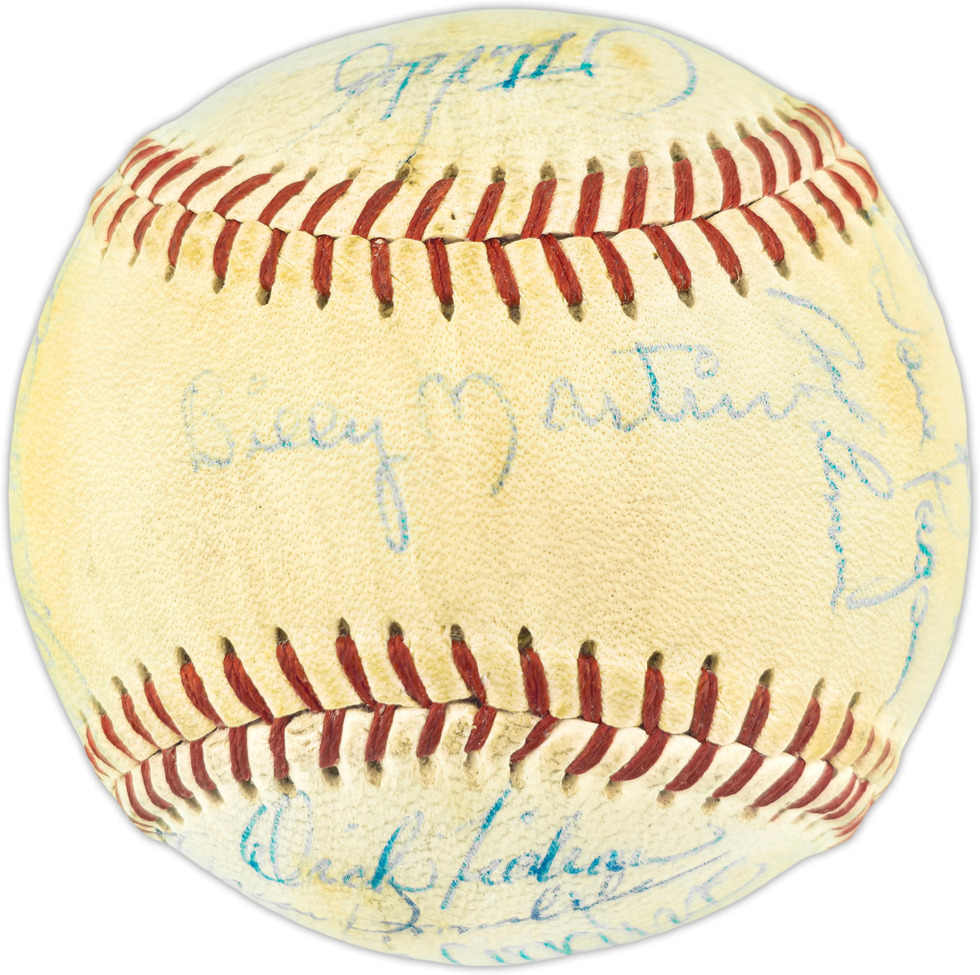 1976 New York Yankees Team Autographed Official NYY Logo Baseball With 21 Signatures Including Thurman Munson Beckett BAS #AE43588