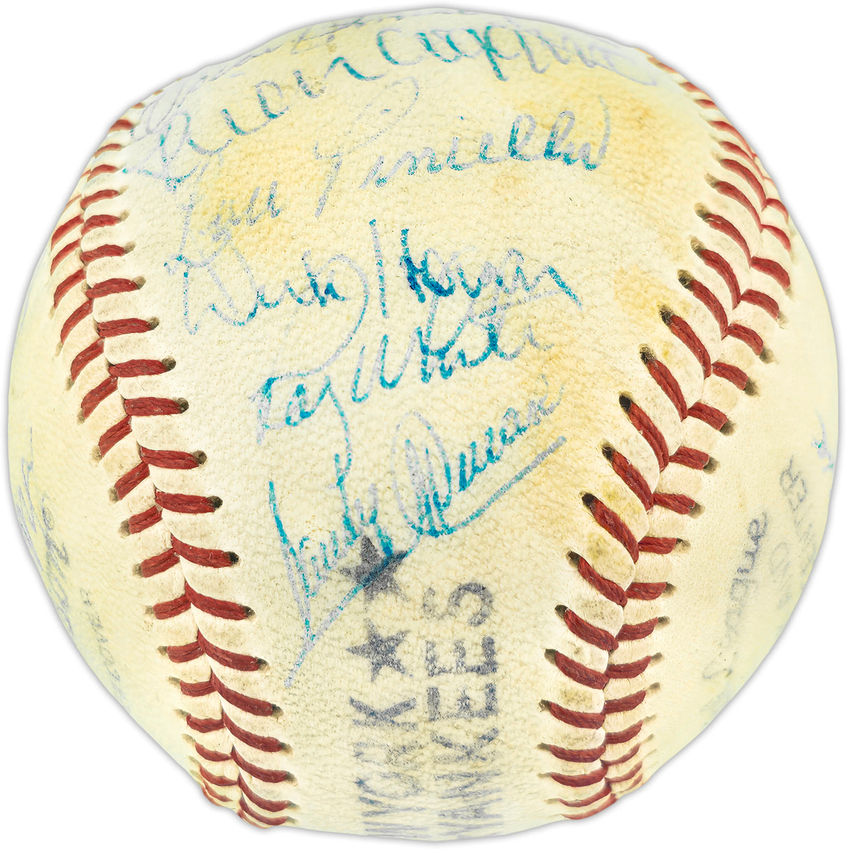 1976 New York Yankees Team Autographed Official NYY Logo Baseball With 21 Signatures Including Thurman Munson Beckett BAS #AE43588