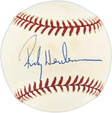 Rickey Henderson Autographed Official NL Baseball Oakland A's New York Yankees Beckett BAS QR #BU86934
