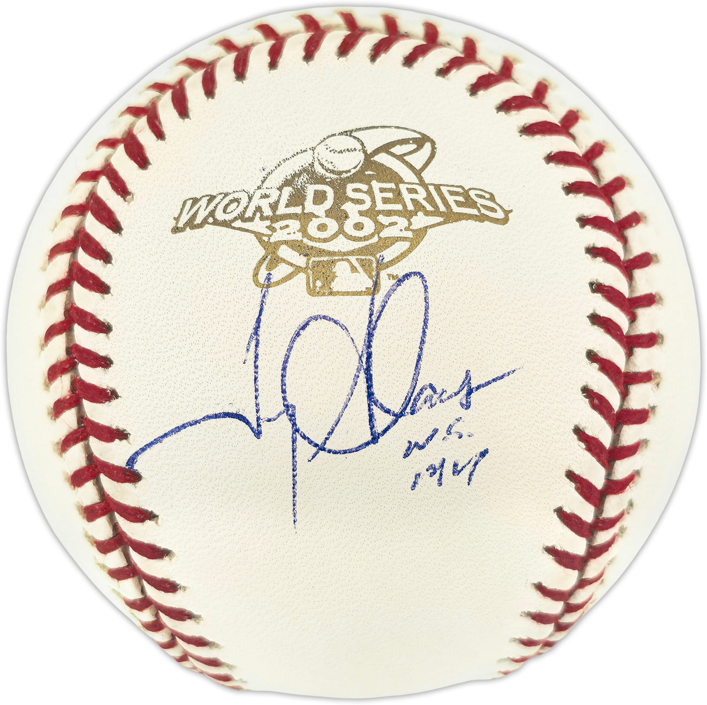 Troy Glaus Autographed Official 2002 World Series Logo Baseball Anaheim Angels "W.S. MVP" Beckett BAS QR #BU86936