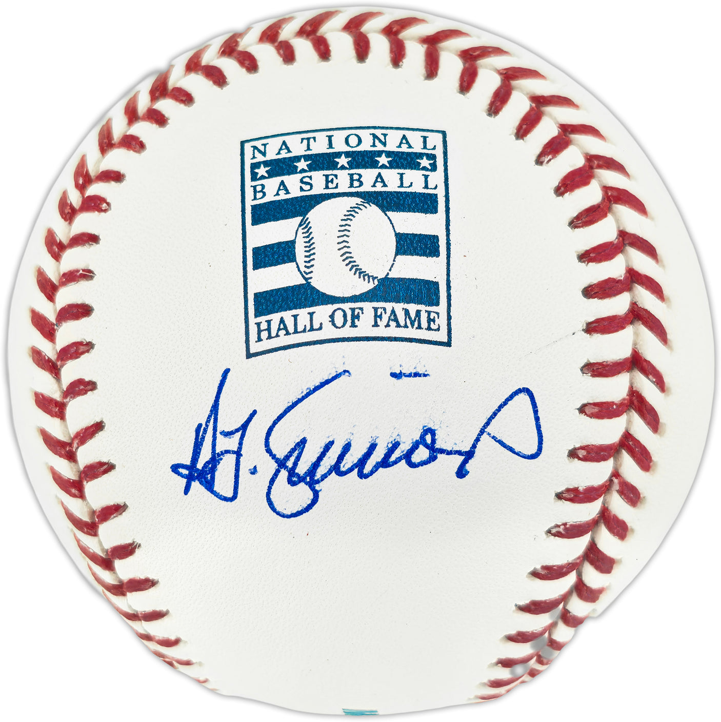 Ted Simmons Autographed Official Hall of Fame Logo Baseball St. Louis Cardinals (Smudged) Beckett BAS Witness #3W398013