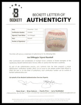 Joe Dimaggio Autographed Official AL Baseball New York Yankees Beckett BAS #AE49060