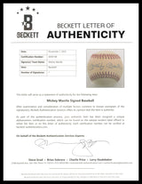 Mickey Mantle Autographed Official AL Baseball New York Yankees Beckett BAS #AE49198